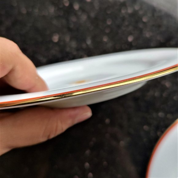 Premium Porcelain Side Plate pure gold plated dish set of 2 - Picture 4 of 5